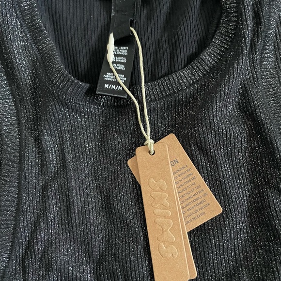 skims soft lounge shimmer racer back dress size M in onyx - Picture 5 of 6